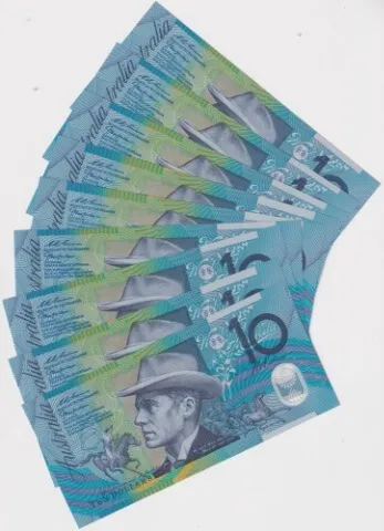 1998 $10 Note Consec Run of 9 Solid and Semi-Solid Serials R318c Uncirculated