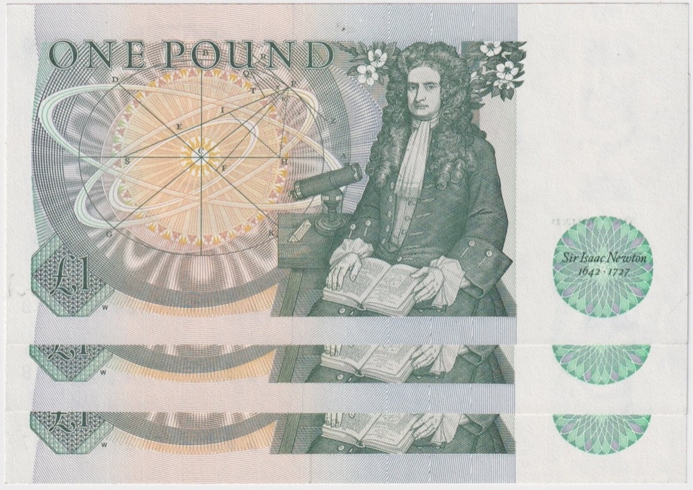 United Kingdom 1978 1 Pounds Consecutive Trio  Pick# 377a Uncirculated product image