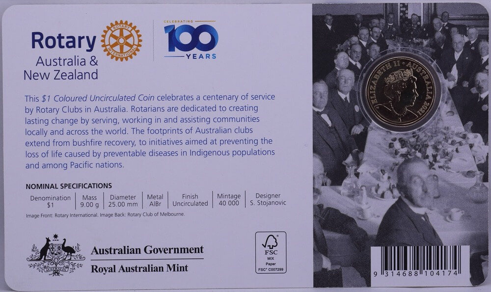 2021 1 Dollar Uncirculated Coin Centenary of Rotary in Australia product image