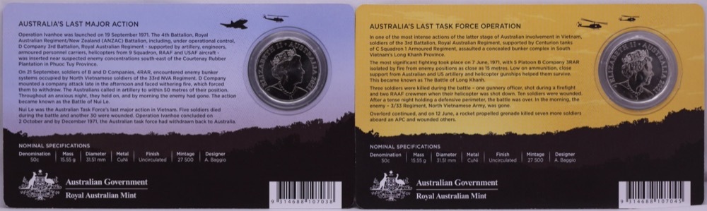 2021 50 Cent 2 Coin Set Famous Vietnam Battles Long Khan and Nui Le product image