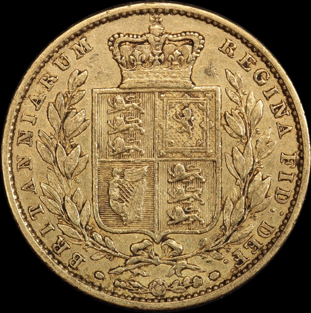 1855/5 Overdate Gold Sovereign Victoria S# 3852D Fine product image