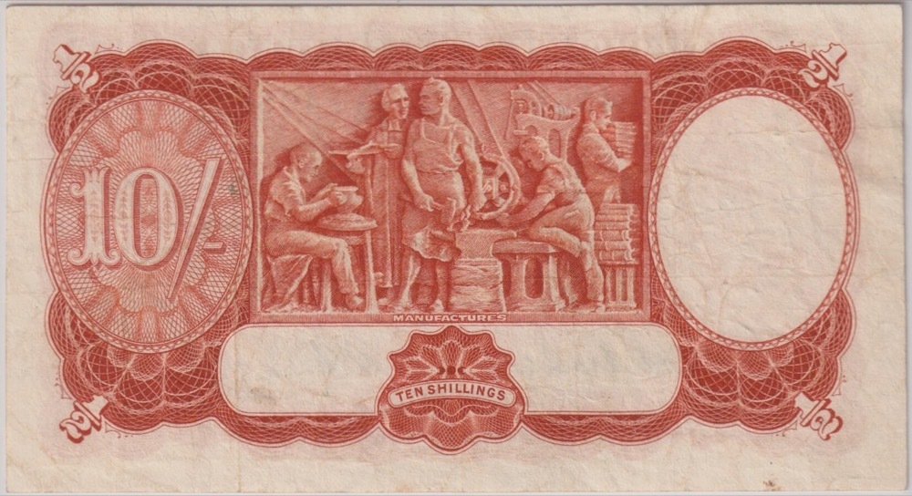 1949 Ten Shilling Coombs/Watt A/74 Last Prefix R14L PCGS VF20