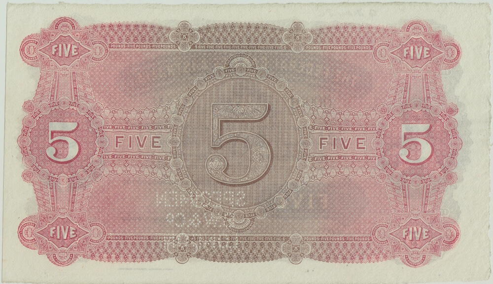Federal Bank of Australia (Melbourne) ca 1882 5 Pounds Unissued Specimen Note MVR# 1 Uncirculated Serials: 00001 - 10000