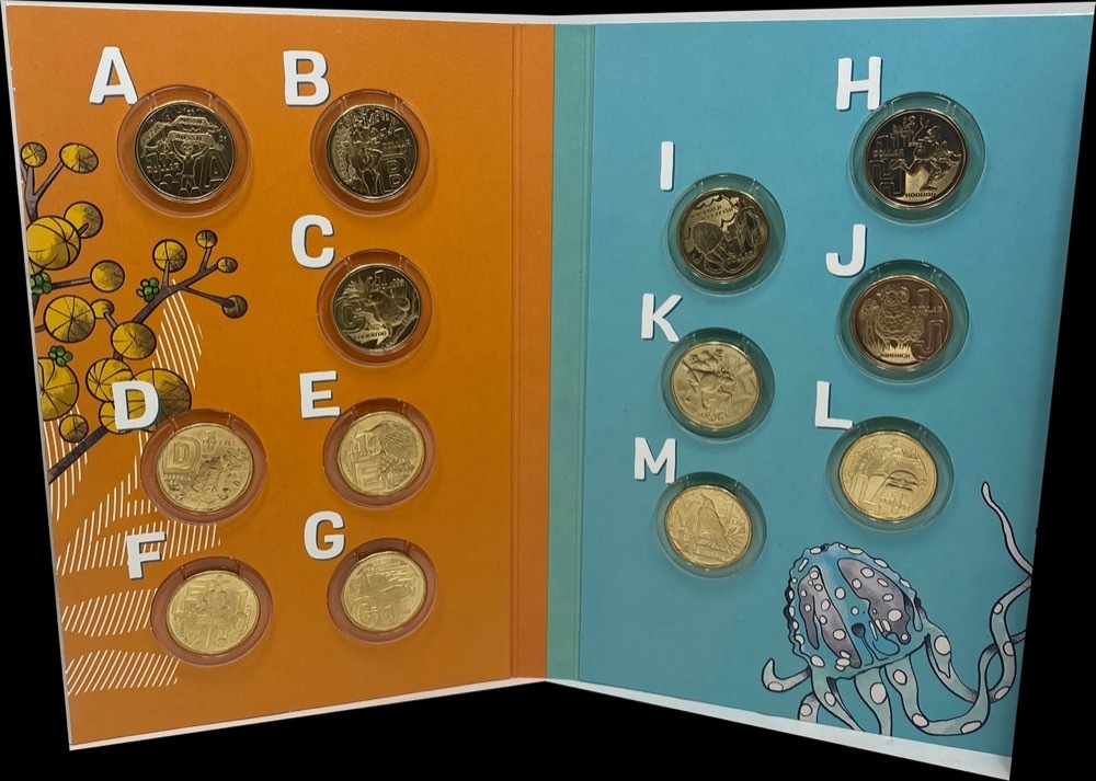 2022 1 Dollar Set Aussie Coin Hunt #3 in Folder Inc Coloured Crux product image
