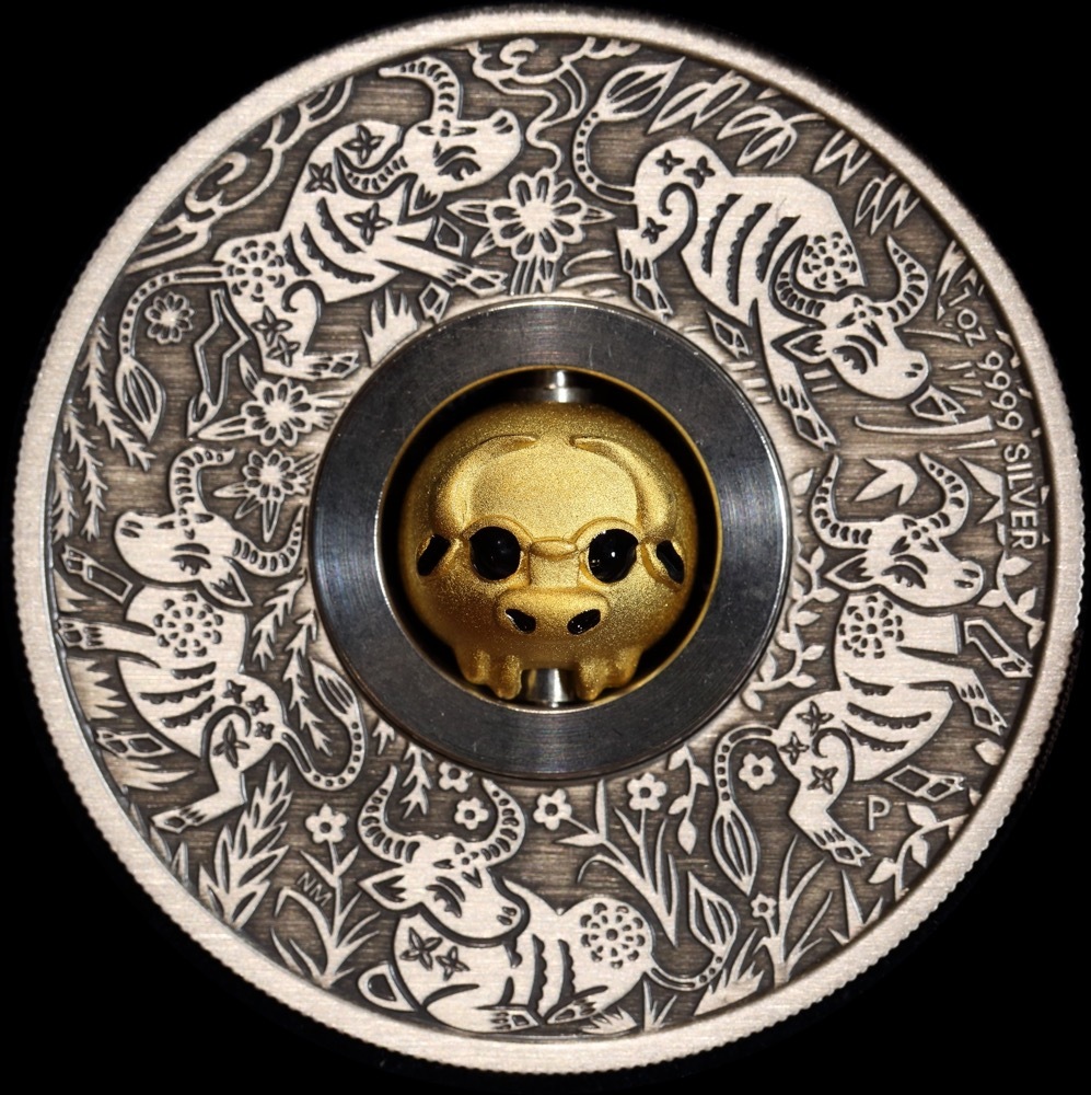 2021 Silver Lunar 1oz Antiqued Coin Ox - Rotating Charm product image