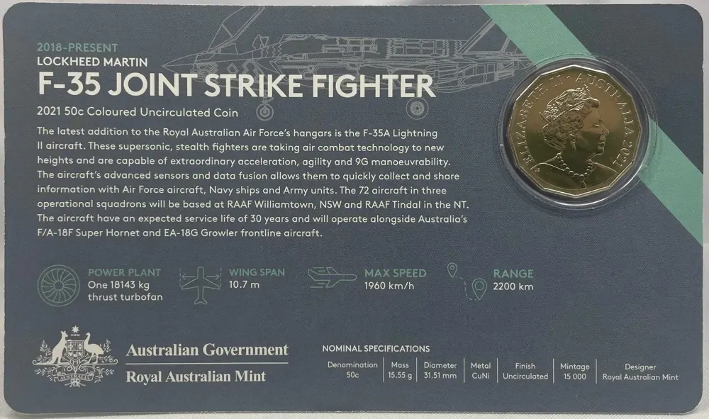 2021 50 Cent Uncirculated Coin Lockheed Martin F-35 Joint Strike Fighter Ex Set product image