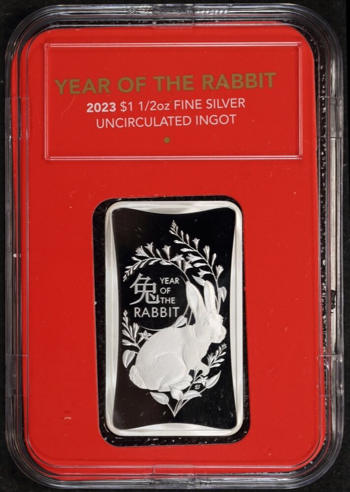 2023 Silver 1 Dollar Coin Lunar Rabbit Ingot product image