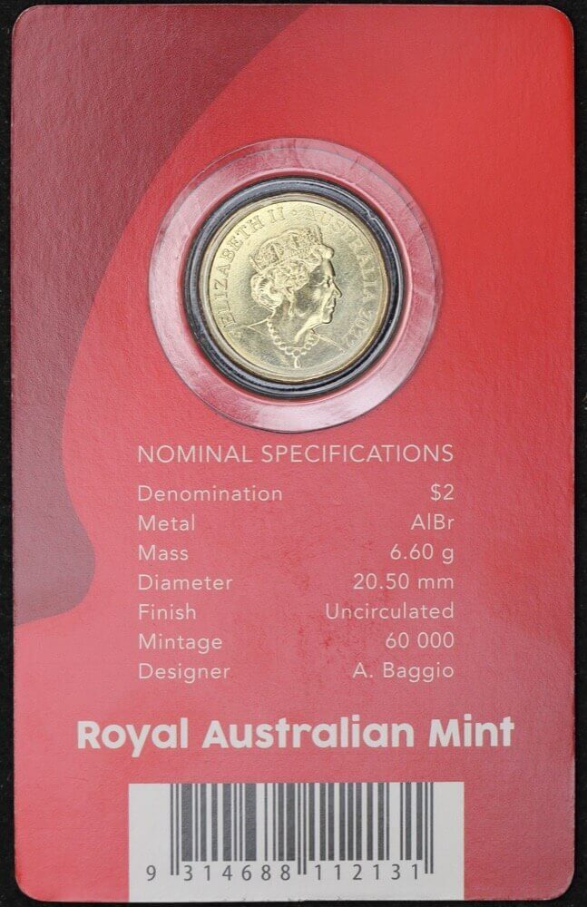 2022 Coloured 2 Dollar Uncirculated Coin C Mintmark Red Poppy