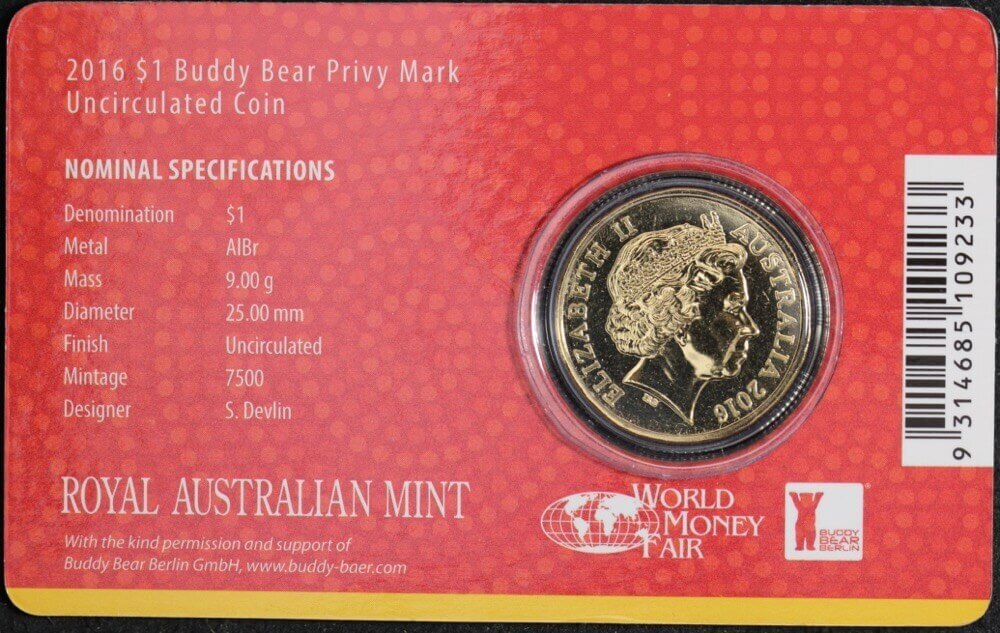 2016 1 Dollar Uncirculated Coin Berlin World Money Fair
