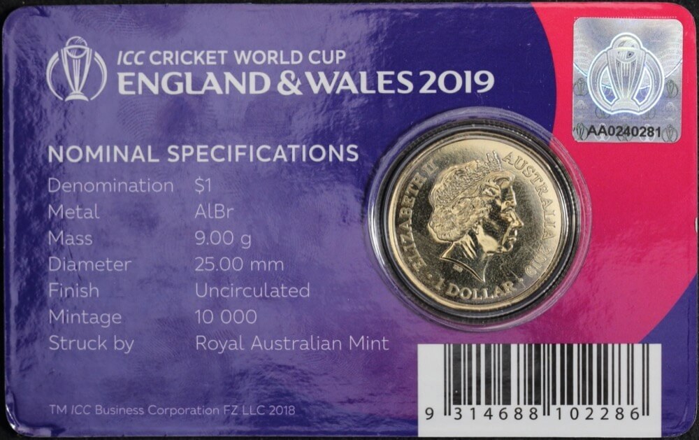 2019 $1 Unc Coin Cricket World Cup product image
