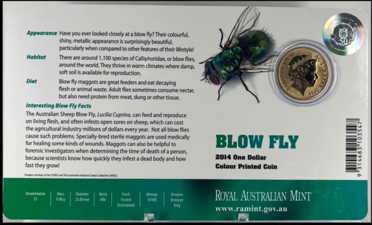 2014 1 Dollar Coloured Uncirculated Coin Bright Bugs Blow Fly product image