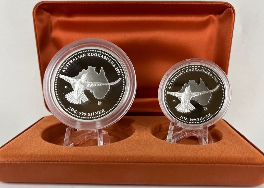 2001 Silver Proof Two Coin Set (2oz 1oz) Kookaburra 