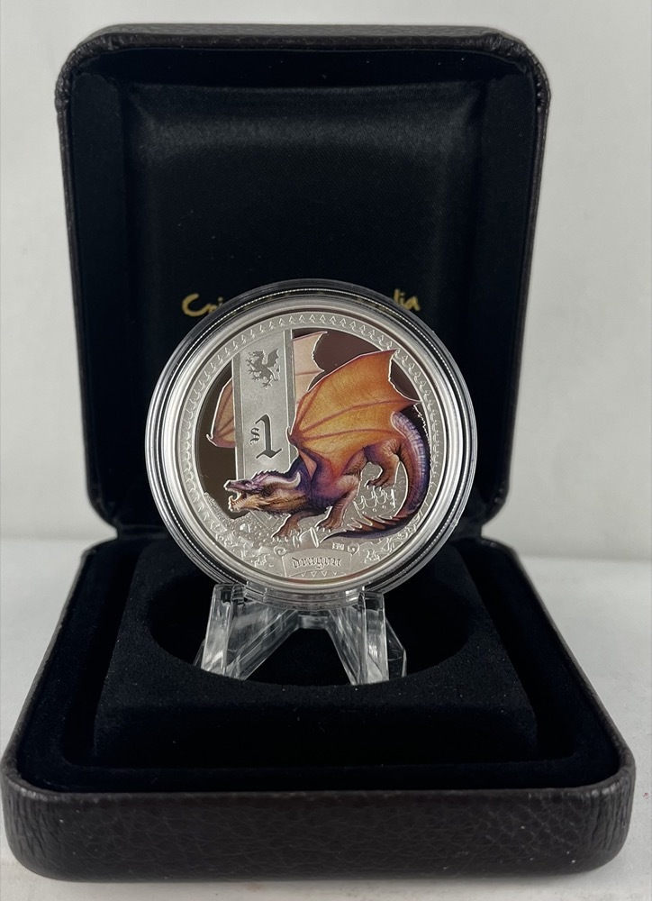 Tuvalu 2014 Silver 1 Dollar Proof Mythical Creatures - Dragon product image