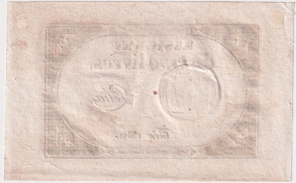 France 1793 5 Livres Assignat A# 76 good EF product image
