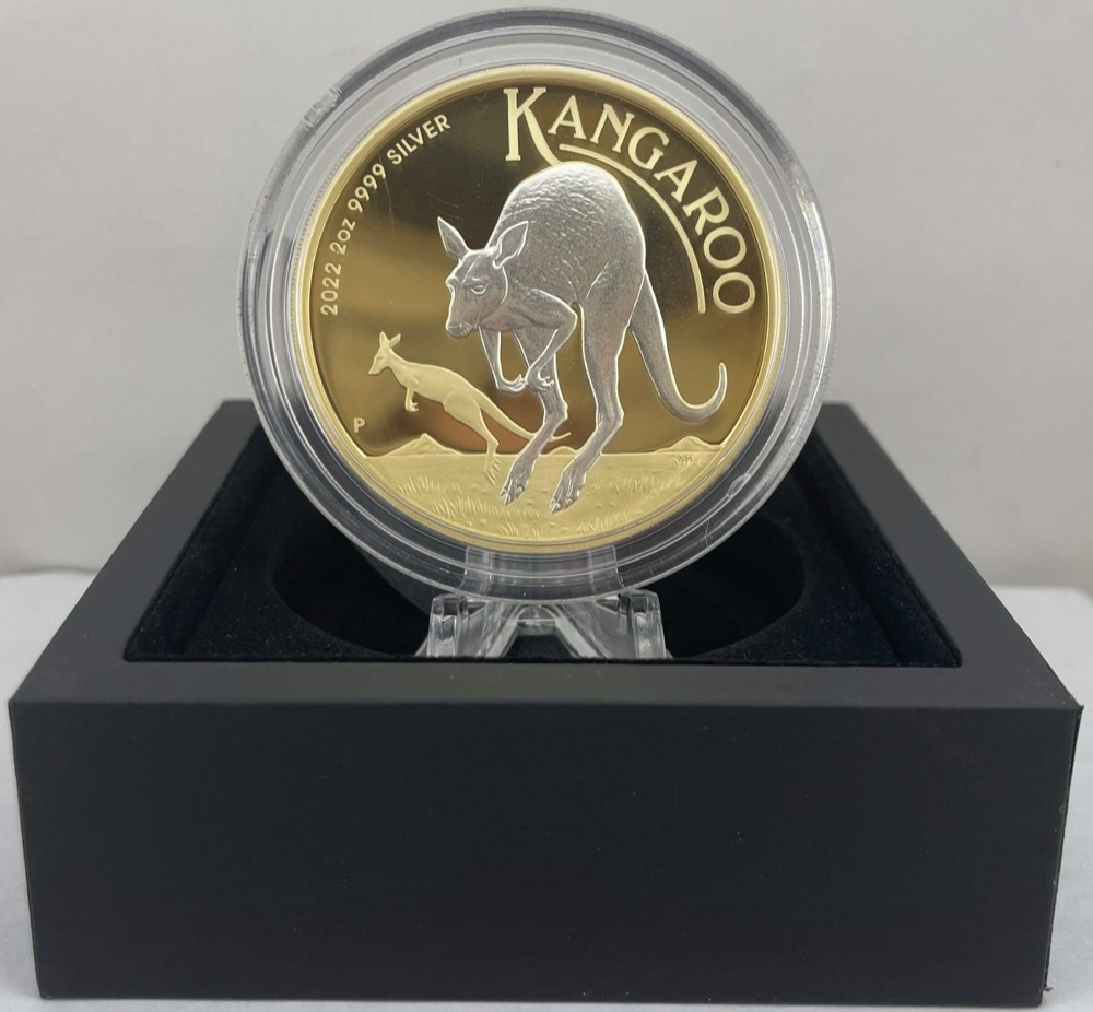 2022 Silver 2oz Gilded Proof Coin Bounding Kangaroo product image