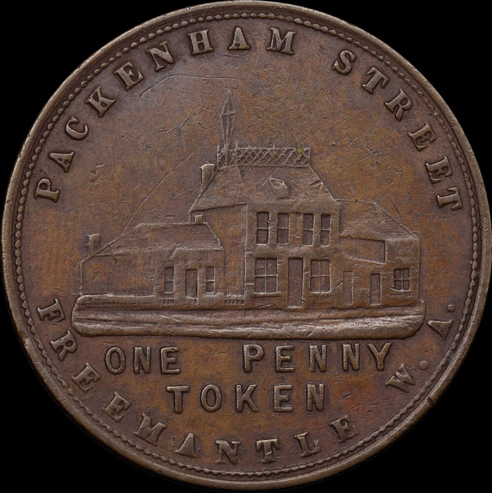 1878 John Henderson Copper One Penny Token A# 223 good VF