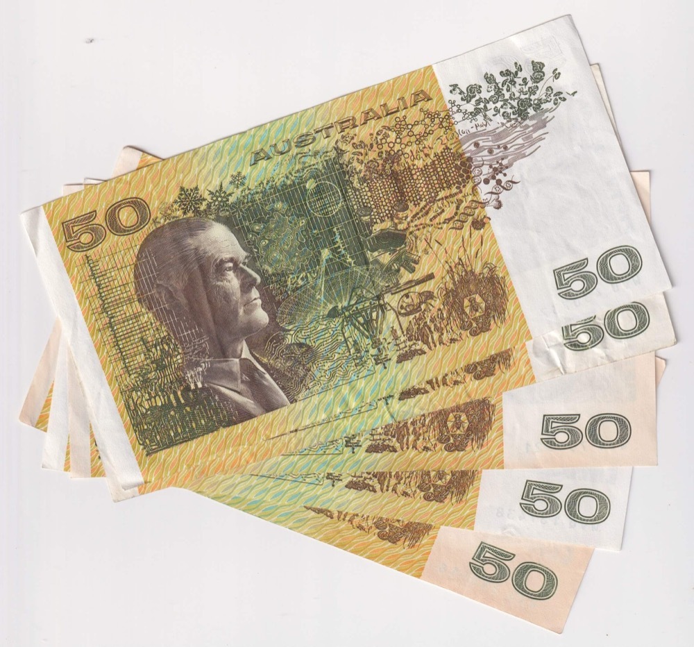 Australian Paper $50 Note Issued 1973 ~ 1995 Great Condition