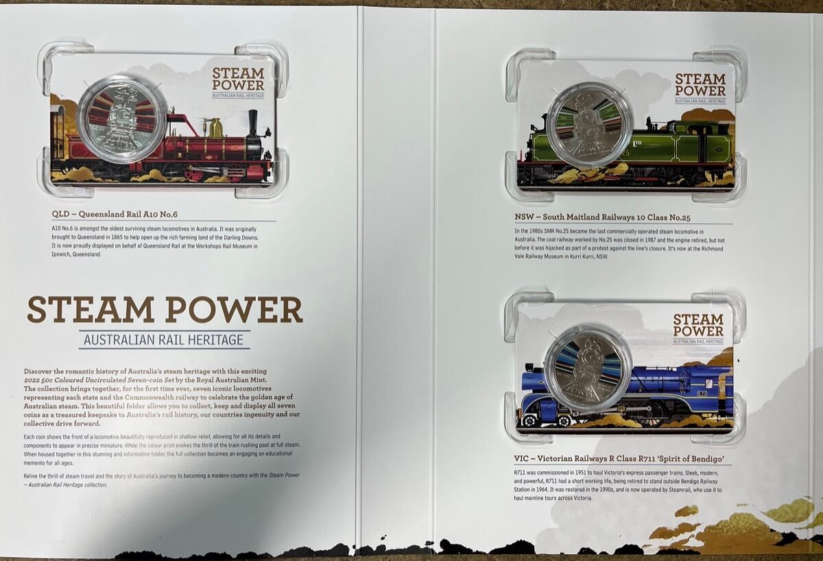 2022 50c 7 Coin Set Steam Power - Australian Rail Heritage product image