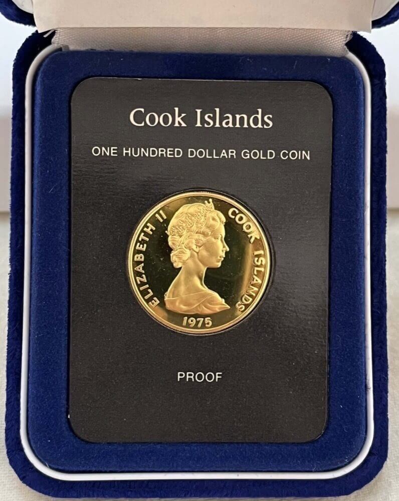 Cook Islands 1975 Gold Proof 100 Dollar KM# 13 Bicentennial of Cook's 2nd Voyage product image