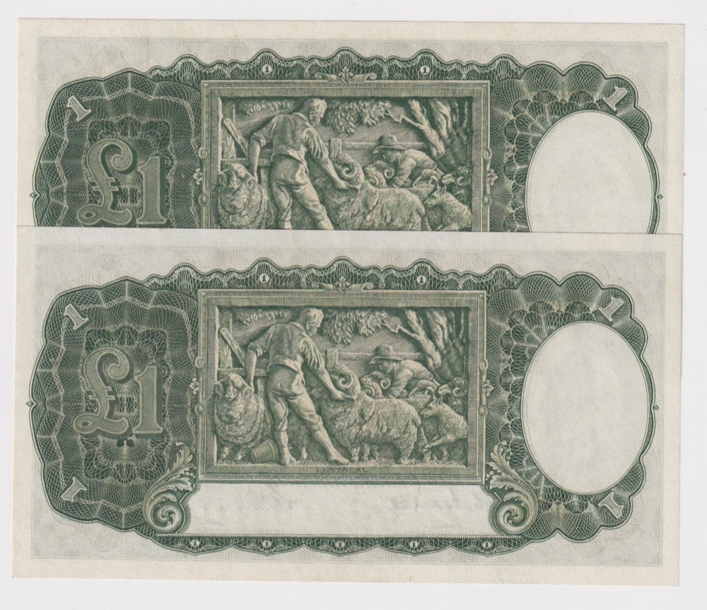 1949 One Pound Consecutive Pair Coombs/Watt R31 Uncirculated