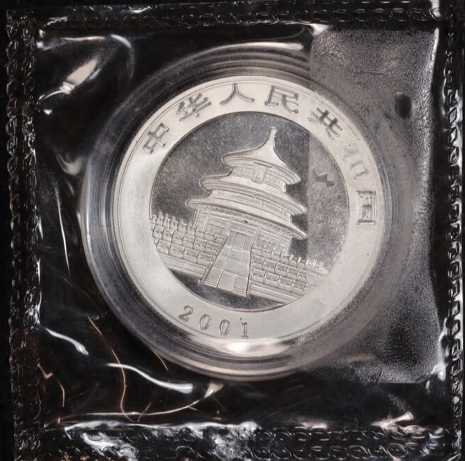 China 2001 Silver 1oz 10 Yuan Panda Still Sealed product image