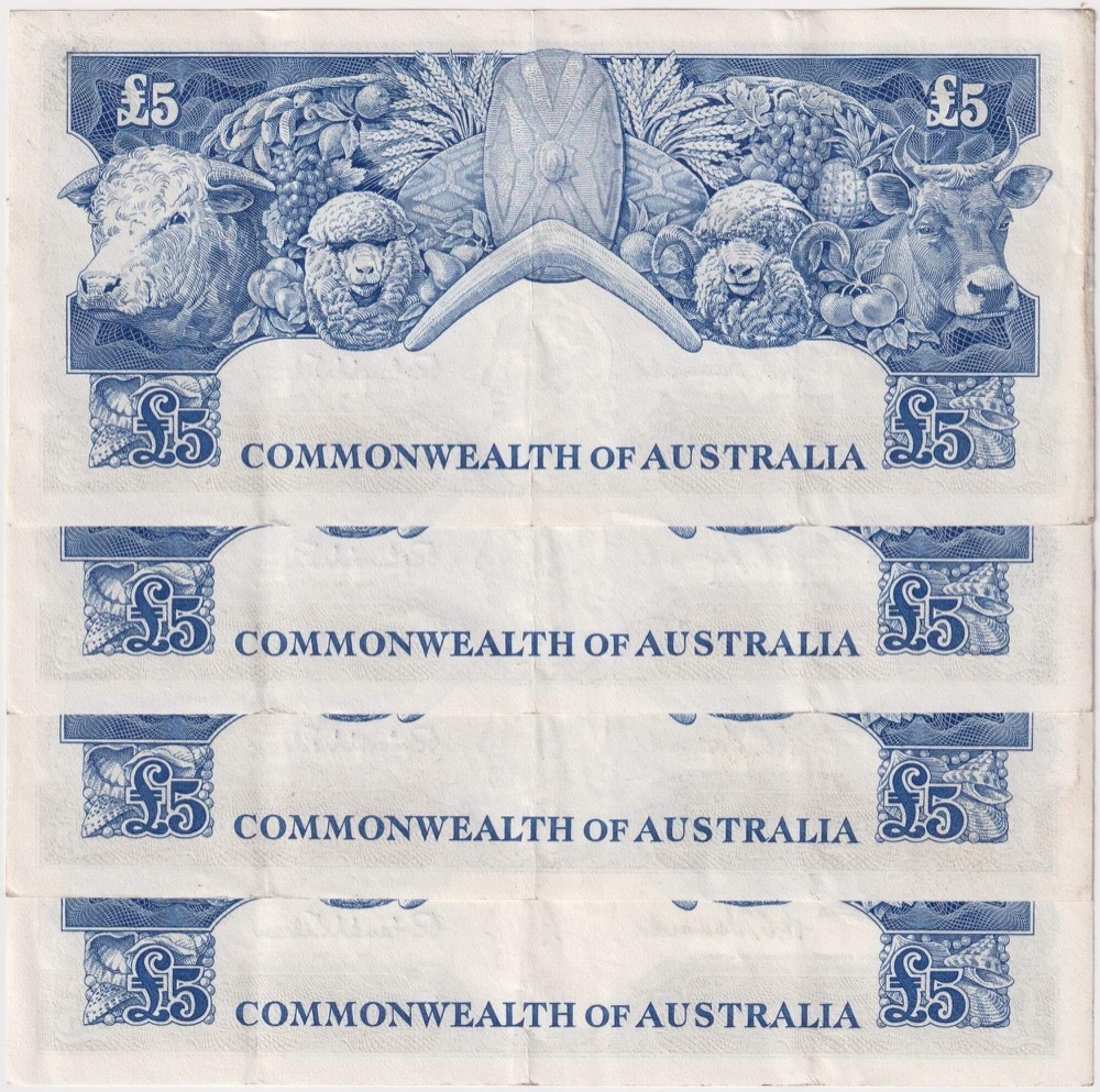 1960 Five Pound Consecutive Run of 4 Coombs/Wilson R50 EF