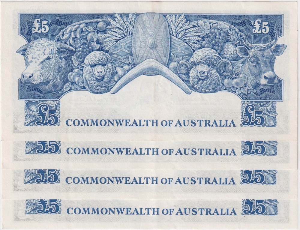 1960 Five Pound Consecutive Run of 4 Coombs/Wilson R50 Good EF