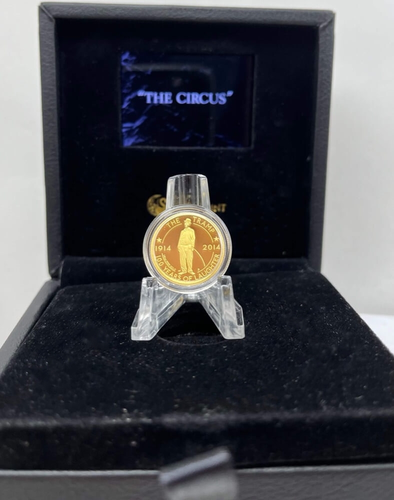 Tuvalu 2014 Gold 1/4oz Proof Coin Charlie Chaplin - The Tramp product image
