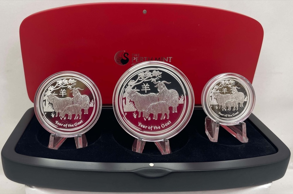 2015 Silver Lunar Year of the Goat 3 Coin Proof Set product image