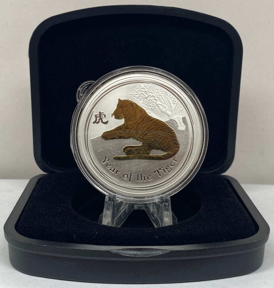2010 Silver 1oz Gilded Coin Lunar Year of the Tiger product image