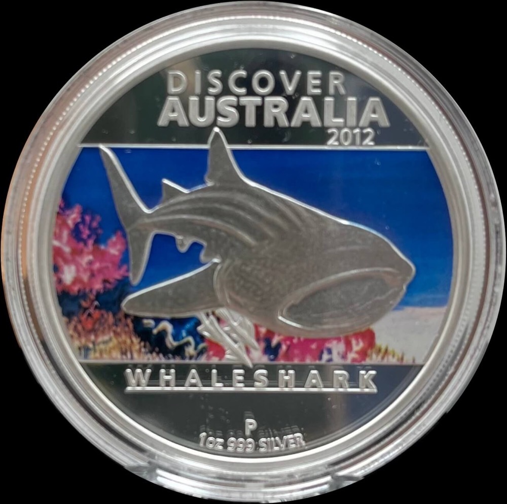 2012 Silver 1oz Proof Coin Discover Australia Whale Shark product image