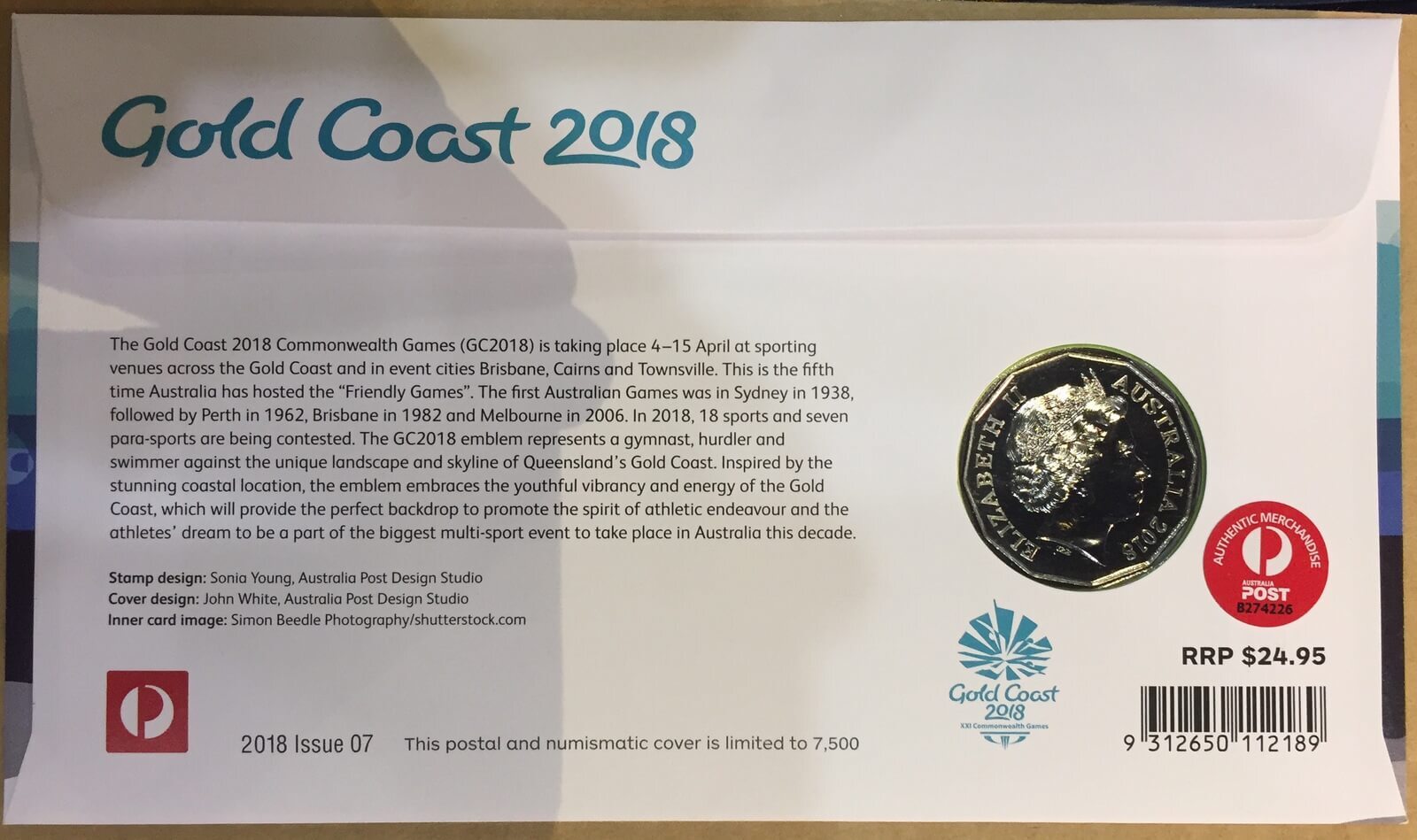 2018 50 Cent PNC Gold Coast Commonwealth Games Brisbane Money Expo Gold Overprint product image