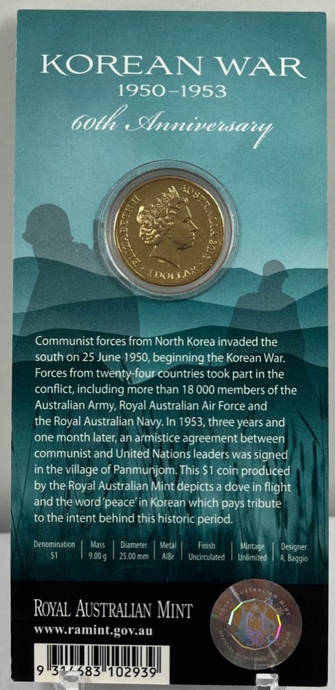 2013 1 Dollar Uncirculated Coin Korean War 60th Anniversary product image