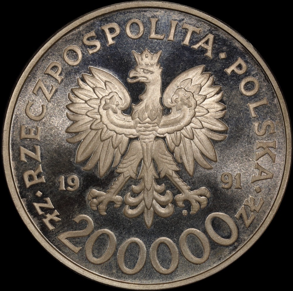 Poland 1991 Silver Proof 200K Zlotych Coin Y# 218 200th Anniversary of Constitution product image