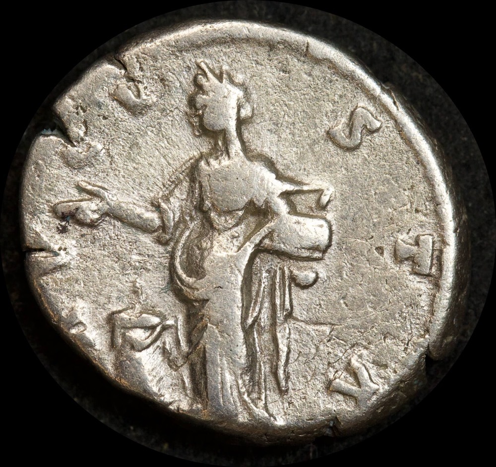 Ancient Rome (Imperial) 141AD Faustina Sr Silver Denarius RIC III 370 Fine