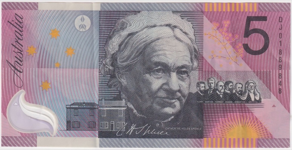 2001 $5 Note MacFarlane/Evans Missing Intaglio Print Error R219 EF