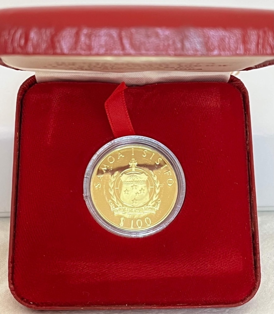 Samoa 1984 Gold 100 Tala KM# 60 LA Summer Olympics product image