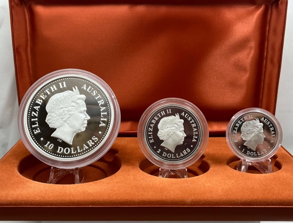 2003 Silver Proof Three Coin Set (10oz 2oz 1oz) Evolution of The Alphabet product image