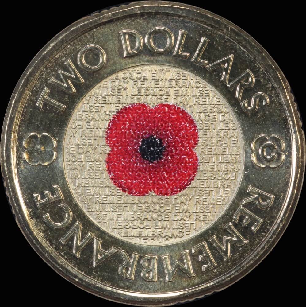 2012 2 Dollar Remembrance Day Folder C Mintmark - Red Poppy