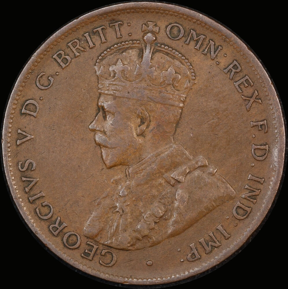 1920 Penny Dot Above Bottom Scroll London Obverse Fine