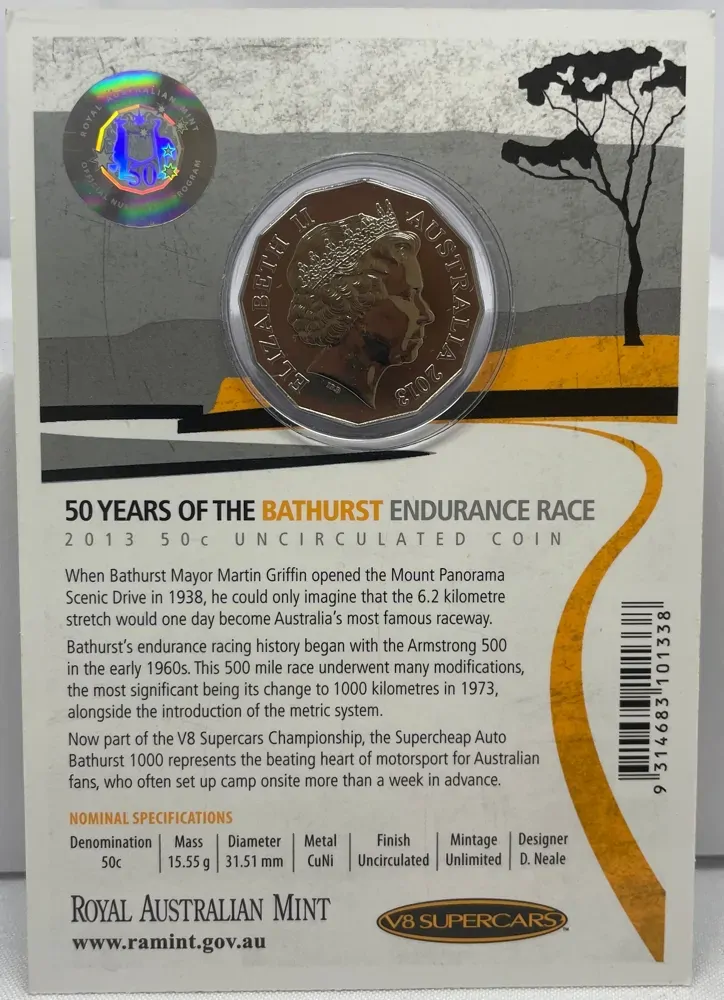 2013 50 Cent Uncirculated Coin 50 Years of Bathurst