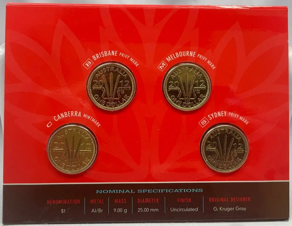 2012 1 Dollar 4 Coin Set Privy Mark Wheat Sheaf product image