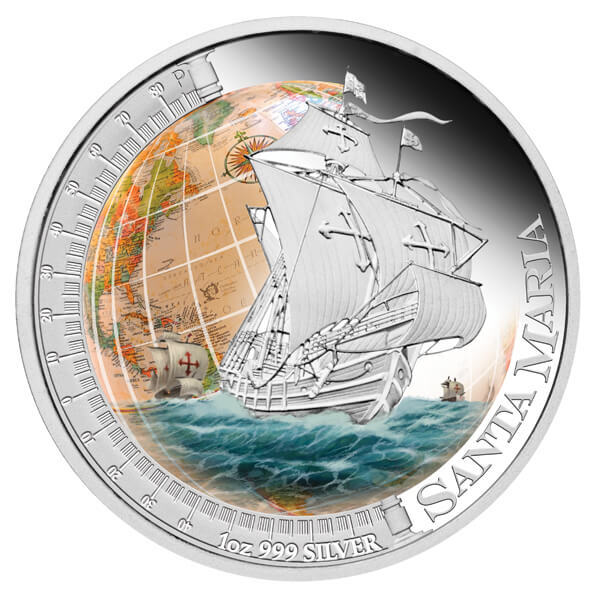 Tuvalu 2011 Silver 1 Dollar Proof Coin Ships That Changed the World Santa Maria product image