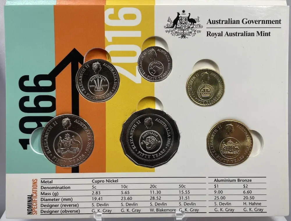 Australia 2016 Uncirculated Mint Coin Set Decimal Changeover Pressin Folder product image