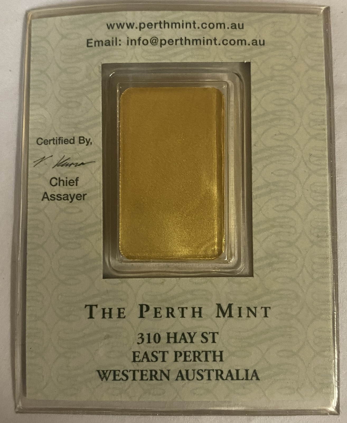 Perth Mint Fine Gold 10 Gram Minted Ingot