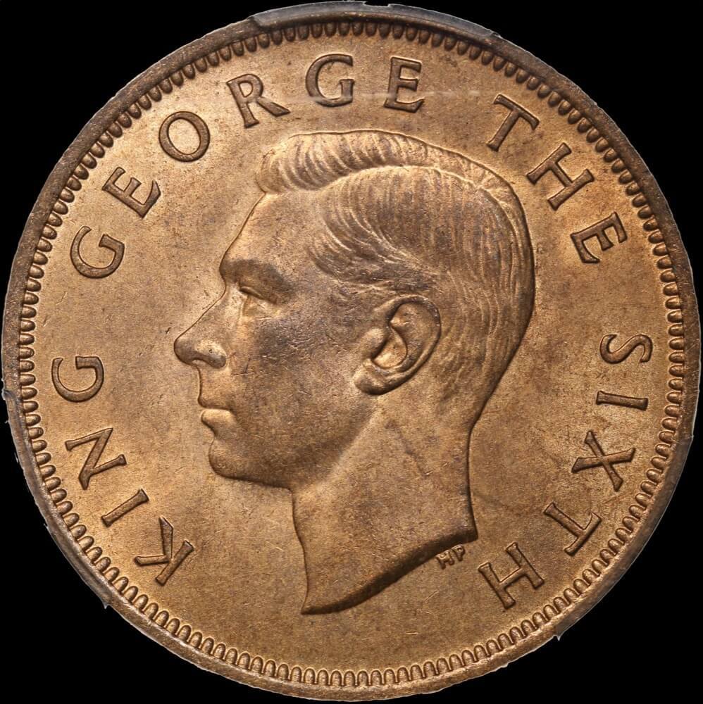 New Zealand 1950 Penny KM# 21 PCGS MS65RD product image