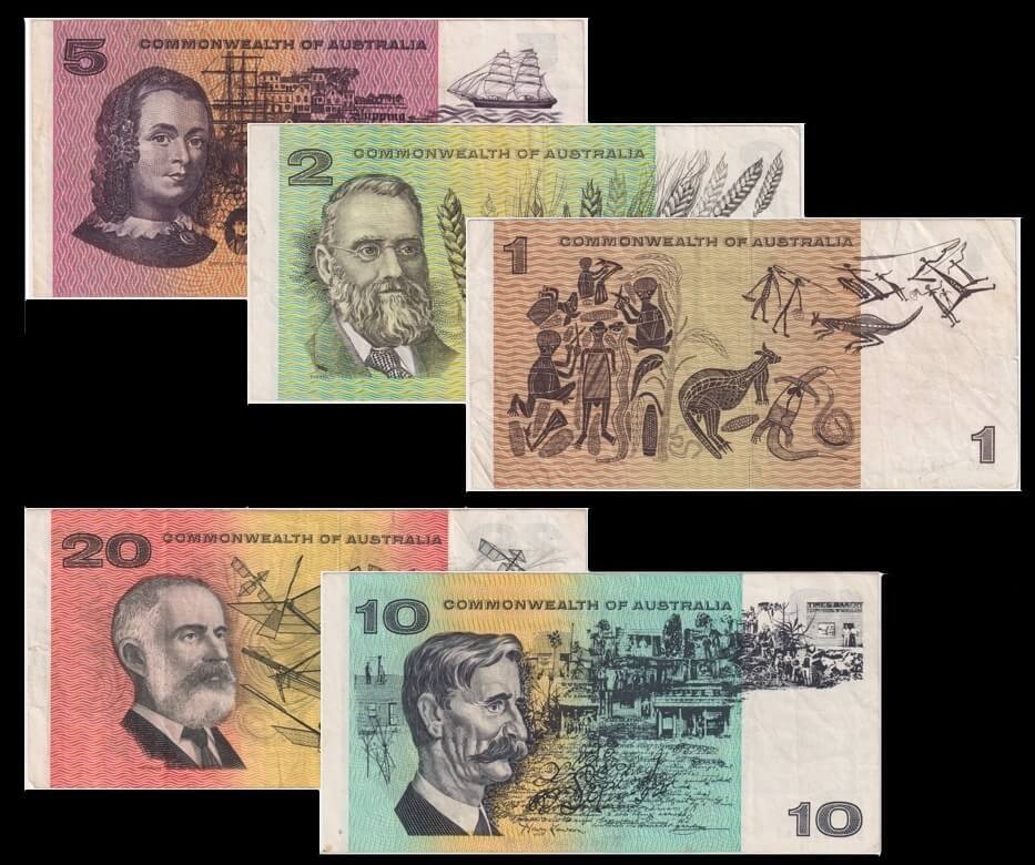 Set of 5 Phillips/Randall Banknotes 1968-1972 Fine - VF Condition product image