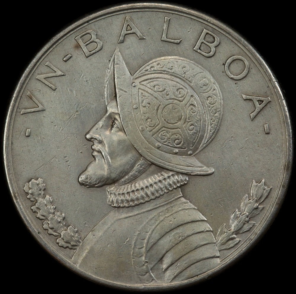 Panama 1931 Silver 1 Balboa KM# 13 good EF product image