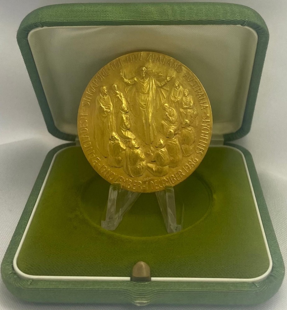 Vatican 1986 Gilt-Bronze Medallion Pope John Paul II Visit to Asia and Australia product image