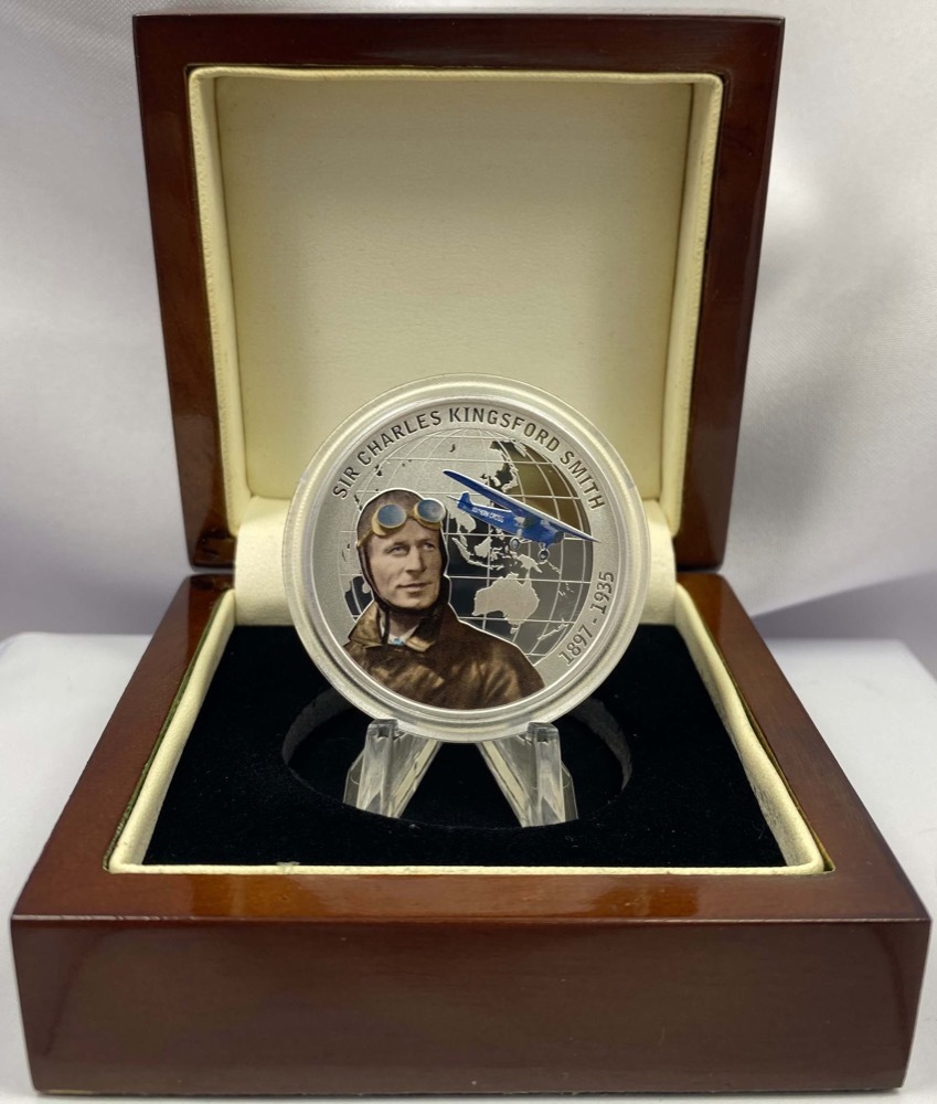 Tuvalu 2010 Silver 1 Dollar Proof Coin Sir Charles Kingsford Smith product image